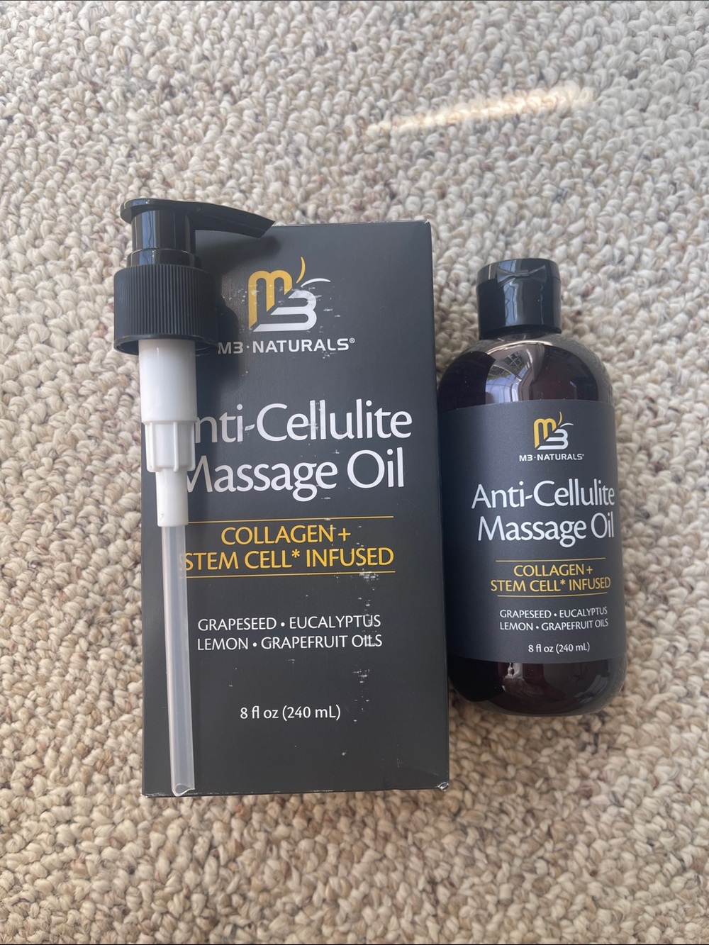 M3 Naturals Anti-Cellulite Massage Oil - Black Bottle